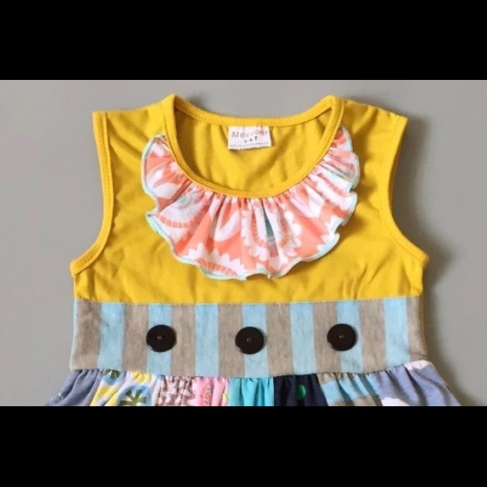 NWT Lemon Pop & Blue Patchwork Dress - Picture 5 of 5